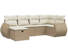 Sofa Sofos komplektas su pagalvėlėmis, 6 dalių, smėlio, poliratanas