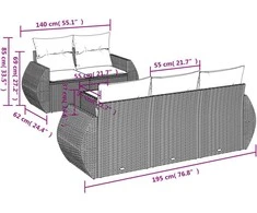 Sofa Sofos komplektas su pagalvėlėmis, 6 dalių, smėlio, poliratanas