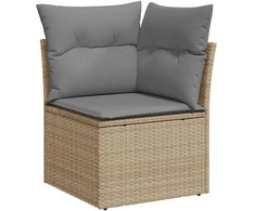 Sofa Sofos komplektas su pagalvėlėmis, 9 dalių, smėlio, poliratanas