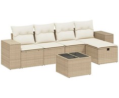 Sofa Sofos komplektas su pagalvėlėmis, 6 dalių, smėlio, poliratanas