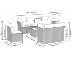 Sofa Sofos komplektas su pagalvėlėmis, 9 dalių, pilkas, poliratanas