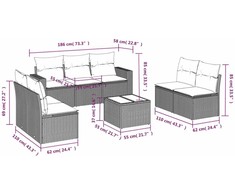 Sofa Sofos komplektas su pagalvėlėmis, 8 dalių, smėlio, poliratanas