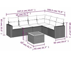 Sofa Sofos komplektas su pagalvėlėmis, 7 dalių, smėlio, poliratanas
