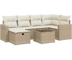 Sofa Sofos komplektas su pagalvėlėmis, 7 dalių, smėlio, poliratanas