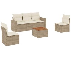 Sofa Sofos komplektas su pagalvėlėmis, 6 dalių, smėlio, poliratanas