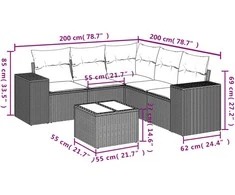 Sofa Sofos komplektas su pagalvėlėmis, 6 dalių, pilkas, poliratanas