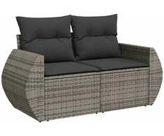 Sofa Sofos komplektas su pagalvėlėmis, 7 dalių, pilkas, poliratanas
