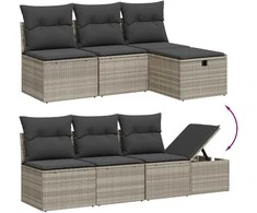 Sofa Sofos komplektas su pagalvėlėmis, 7 dalių, pilkas, poliratanas