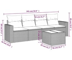 Sofa Sofos komplektas su pagalvėlėmis, 5 dalių, smėlio, poliratanas