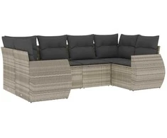Sofa Sofos komplektas su pagalvėlėmis, 6 dalių, pilkas, poliratanas