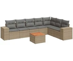 Sofa Sofos komplektas su pagalvėlėmis, 8 dalių, smėlio, poliratanas