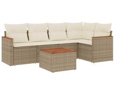 Sofa Sofos komplektas su pagalvėlėmis, 6 dalių, smėlio, poliratanas