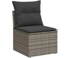 Lauko baldų komplektas Sofos komplektas su pagalvėlėmis, 9 dalių, pilkas, poliratanas