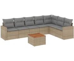 Sofa Sofos komplektas su pagalvėlėmis, 8 dalių, smėlio, poliratanas