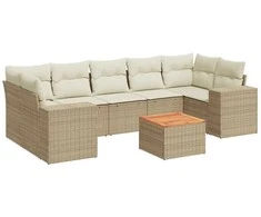 Sofa Sofos komplektas su pagalvėlėmis, 8 dalių, smėlio, poliratanas