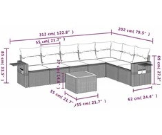 Sofa Sofos komplektas su pagalvėlėmis, 8 dalių, smėlio, poliratanas