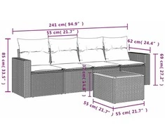 Lauko baldų komplektas Sofos komplektas su pagalvėlėmis, 5 dalių, smėlio, poliratanas