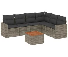 Sofa Sofos komplektas su pagalvėlėmis, 7 dalių, pilkas, poliratanas