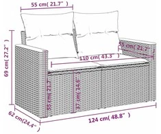 Lauko baldų komplektas Sofos komplektas su pagalvėlėmis, 7 dalių, smėlio, poliratanas