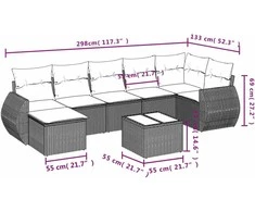 Sofa Sofos komplektas su pagalvėlėmis, 8 dalių, smėlio, poliratanas