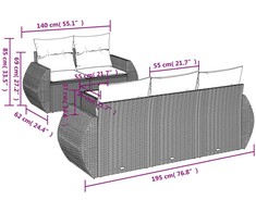 Sofa Sofos komplektas su pagalvėlėmis, 6 dalių, smėlio, poliratanas