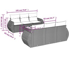 Sofa Sofos komplektas su pagalvėlėmis, 7 dalių, smėlio, poliratanas