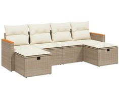 Sofa Sofos komplektas su pagalvėlėmis, 6 dalių, smėlio, poliratanas