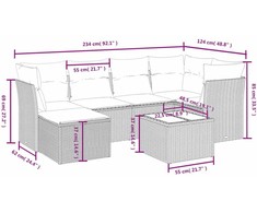 Sofa Sofos komplektas su pagalvėlėmis, 7 dalių, smėlio, poliratanas