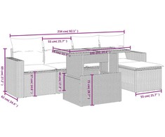 Sofa Sofos komplektas su pagalvėlėmis, 6 dalių, smėlio, poliratanas