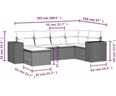 Sofa Sofos komplektas su pagalvėlėmis, 6 dalių, pilkas, poliratanas