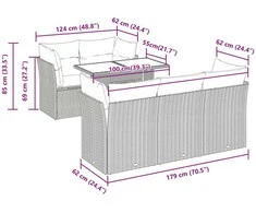 Sofa Sofos komplektas su pagalvėlėmis, 6 dalių, juodas, poliratanas