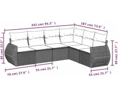 Sofa Sofos komplektas su pagalvėlėmis, 6 dalių, pilkas, poliratanas