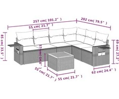 Sofa Sofos komplektas su pagalvėlėmis, 7 dalių, smėlio, poliratanas