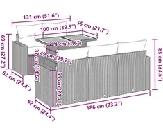 Sofa Sofos komplektas su pagalvėlėmis, 6 dalių, juodas, poliratanas