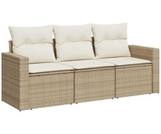 Sofa Sofos komplektas su pagalvėlėmis, 3 dalių, smėlio, poliratanas