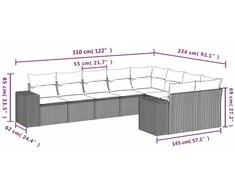 Sofa Sofos komplektas su pagalvėlėmis, 9 dalių, pilkas, poliratanas