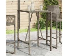 Lauko baro stalas, pilkos spalvos, 70x70x110cm, poliratanas