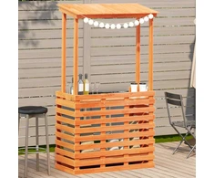 Lauko baro stalas su stogeliu, rudas, 112,5x57x195,5cm, mediena