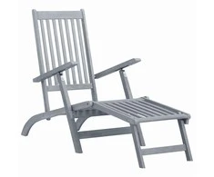 Sofa Lauko kėdė terasai su pakoja, pilkos sp., akacijos med. masyvas