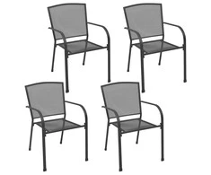 Lauko kėdės, 4vnt., antracito, plienas, tinklinio dizaino