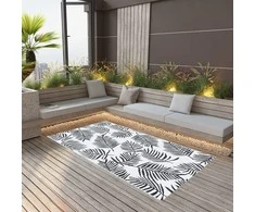 Lauko kilimas, baltos ir juodos spalvos, 160x230cm, PP