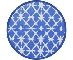 Lauko kilimas, mėlynos ir baltos spalvos, 200cm skersmens, PP