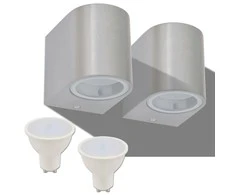 Lauko LED sienin. šviestuvai, 2 vnt., apvalūs, šviesa į apačią