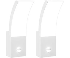 Lauko LED šviestuvai su jutikliais, 2vnt., balti, aliuminis