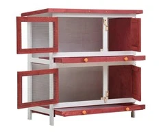 Lauko narvas triušiams, raudonos spalvos, mediena, 4 durys
