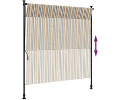 Lauko roletas, geltonas/baltas, 150x270cm, audinys ir plienas
