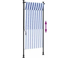 Lauko roletas, mėlynas ir baltas, 100x270cm, audinys ir plienas