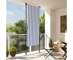 Lauko roletas, mėlynas ir baltas, 120x270cm, audinys ir plienas