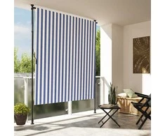 Lauko roletas, mėlynas ir baltas, 150x270cm, audinys ir plienas