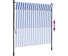 Lauko roletas, mėlynas ir baltas, 150x270cm, audinys ir plienas
